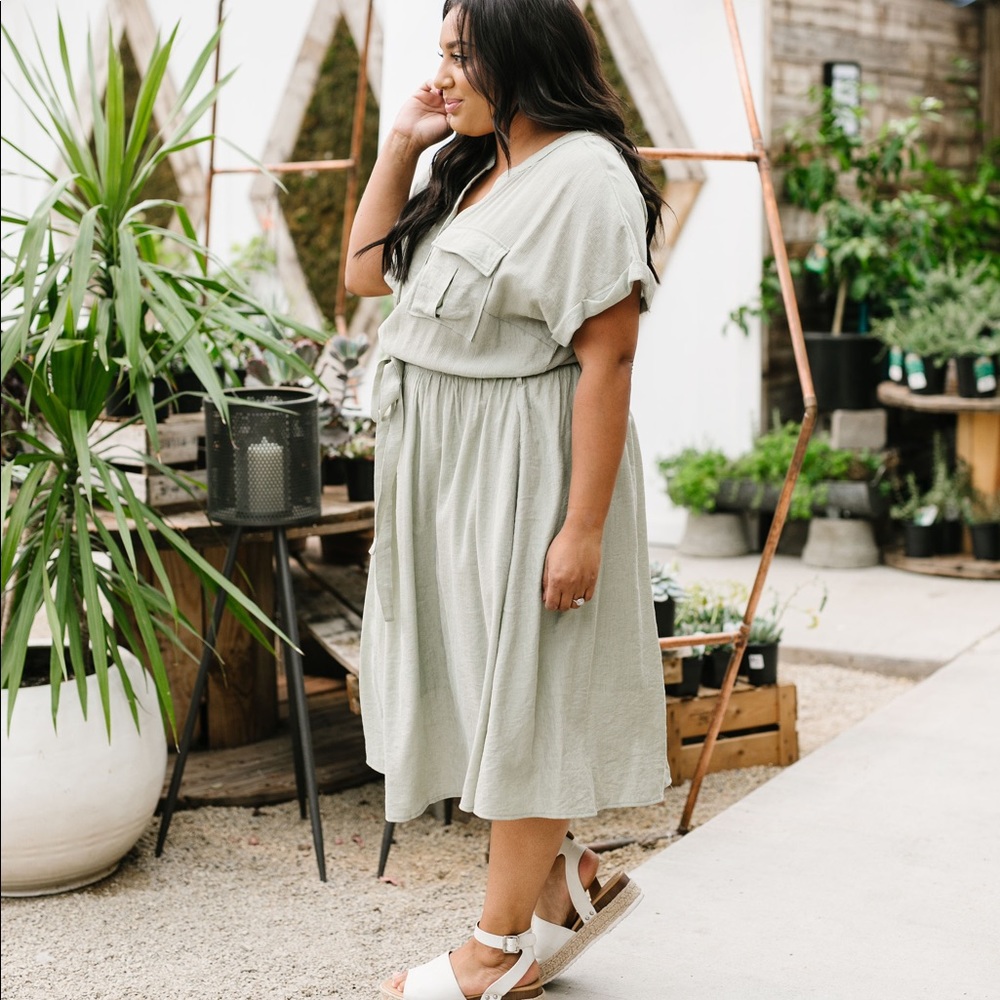 Summer Camp Sage Shirt Dress - Picture 2 of 8